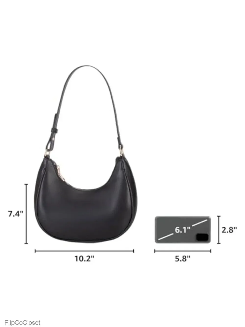 PU Leather Crescent Hobo Tote Shoulder Bag Zipper Closure